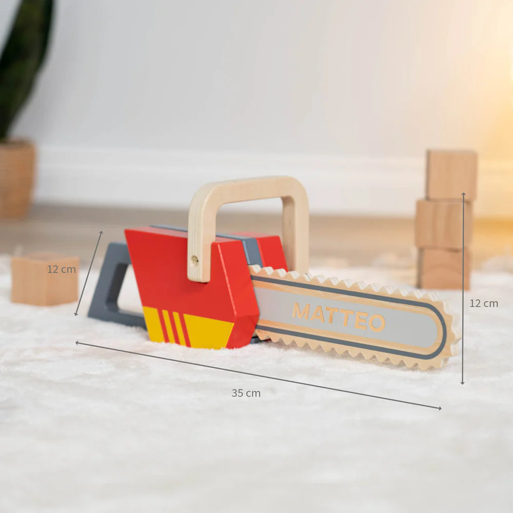 Kettensäge Spielzeug aus Holz personalisiert